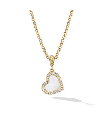 DY Elements Heart Pendant in 18K Yellow Gold with Mother of Pearl and Pave Diamonds en ligne