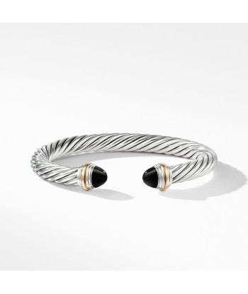 David Yurman Cable Classics Bracelet in Sterling Silver with Black Onyx and 14K Yellow Gold, 7MM pas chere