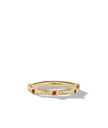 David Yurman Cable Collectibles Stack Ring in 18K Yellow Gold with Rubies l'évolution des habitudes 