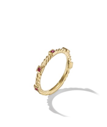 David Yurman Cable Collectibles Stack Ring in 18K Yellow Gold with Rubies l'évolution des habitudes 