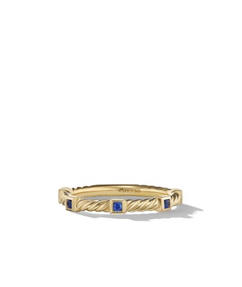 David Yurman Cable Collectibles Stack Ring in 18K Yellow Gold with Blue Sapphires Economisez 