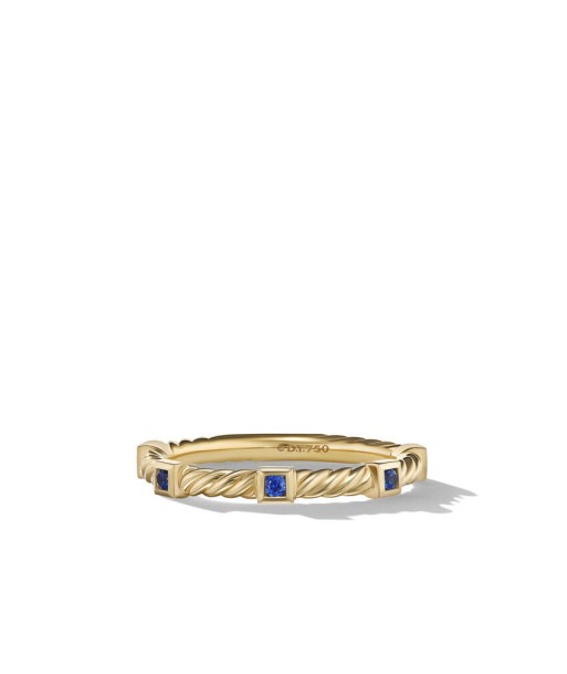 David Yurman Cable Collectibles Stack Ring in 18K Yellow Gold with Blue Sapphires Economisez 