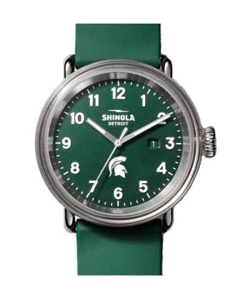 Shinola 43MM Detrola Spartan Green Watch S0120183163 Michigan State de la marque