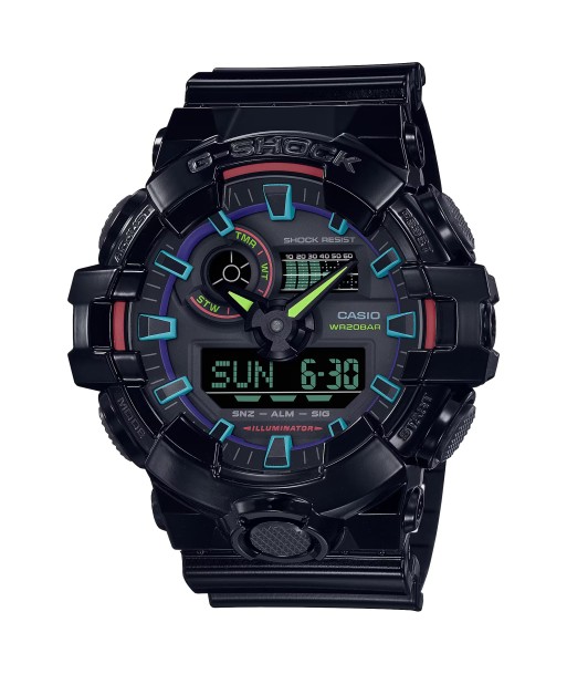 CASIO G-SHOCK GA700RGB-1A Rainbow Glossy Black Gamers Watch livraison et retour toujours gratuits