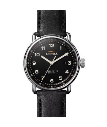 Shinola Canfield Model C56 43MM Black Dial Black Aniline Leather Watch S0120266180 s'inspire de l'anatomie humaine