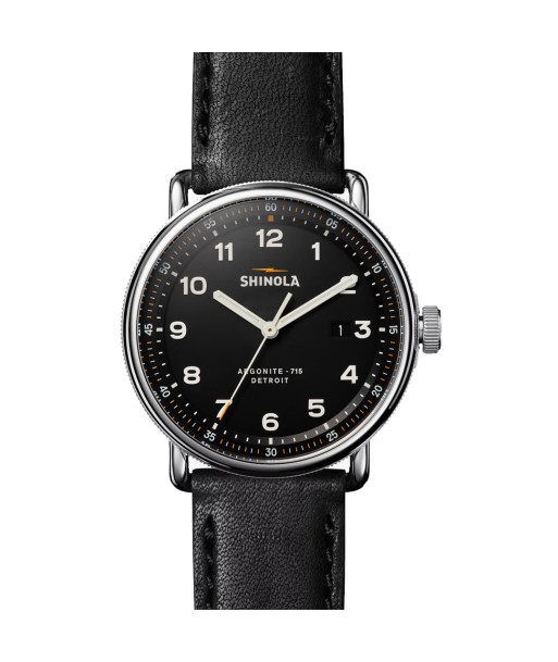 Shinola Canfield Model C56 43MM Black Dial Black Aniline Leather Watch S0120266180 s'inspire de l'anatomie humaine