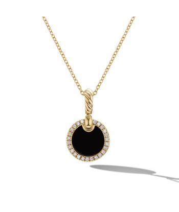 David Yurman Petite DY Elements Pendant Necklace in 18K Yellow Gold with Black Onyx and Pavé Diamonds Comparez et commandez 