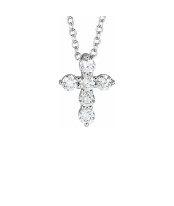 18K White Gold Small Diamond Cross with Chain 50% de réduction en Octobre 2024