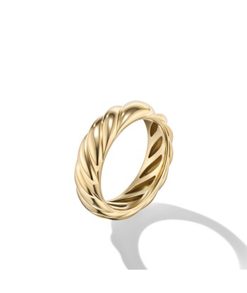 David Yurman Sculpted Cable Band Ring in 18K Yellow Gold, 6MM les muscles