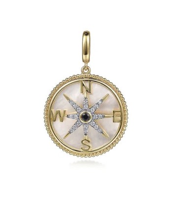 Gabriel 14K Yellow Gold Diamond Blue Sapphire Compass Pendant Le MVP de beaucoup