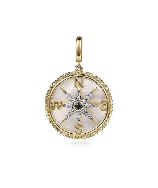 Gabriel 14K Yellow Gold Diamond Blue Sapphire Compass Pendant Le MVP de beaucoup