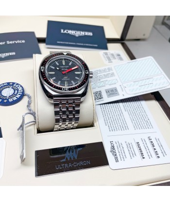 Longines Ultra-Chron Black Red Steel Watch L28364526 Jusqu'à 80% De Réduction