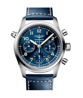 Longines Spirit 42MM Automatic Chronograph Blue Dial Leather Strap Watch L38204930 la livraison gratuite