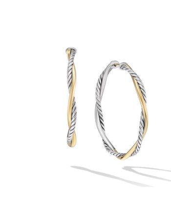 David Yurman Petite Infinity Hoop Earrings in Sterling Silver with 14K Yellow Gold, 4MM à prix réduit toute l'année