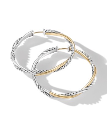 David Yurman Petite Infinity Hoop Earrings in Sterling Silver with 14K Yellow Gold, 4MM à prix réduit toute l'année