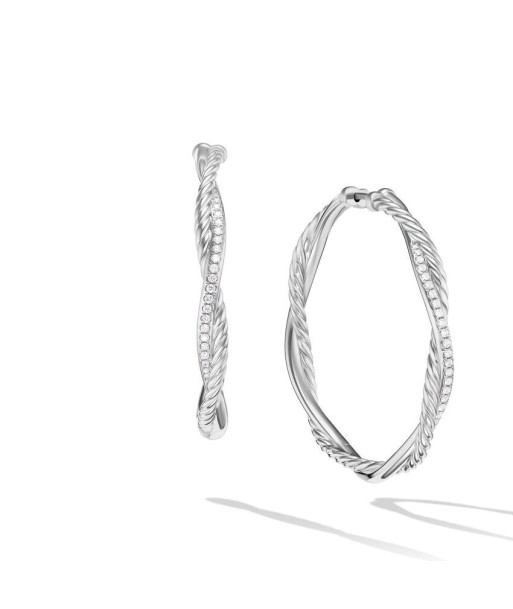 David Yurman Petite Infinity Hoop Earrings in Sterling Silver with Pave Diamonds, 4MM En savoir plus