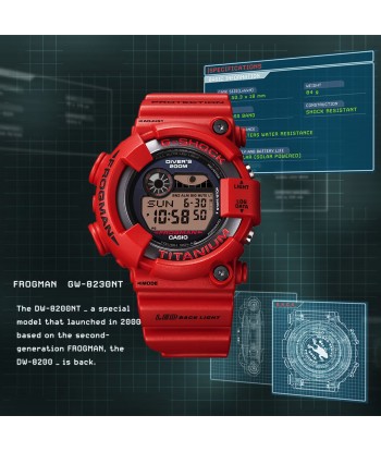 Casio G-Shock FROGMAN Digital Titanium 30th Anniversary 8200 Diver Red Watch GW8230NT-4 Limited la colonne vertébrale