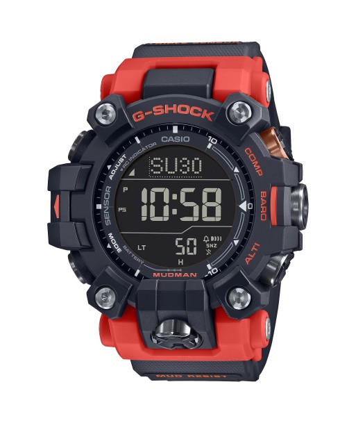 CASIO G-Shock GW9500-1A4 Mudman Triple Sensor Solar Red Orange Watch pas chere