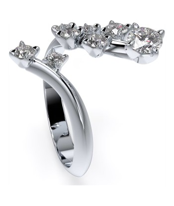 Swarovski Diamond Bypass Ring 14K White Gold Fin de série