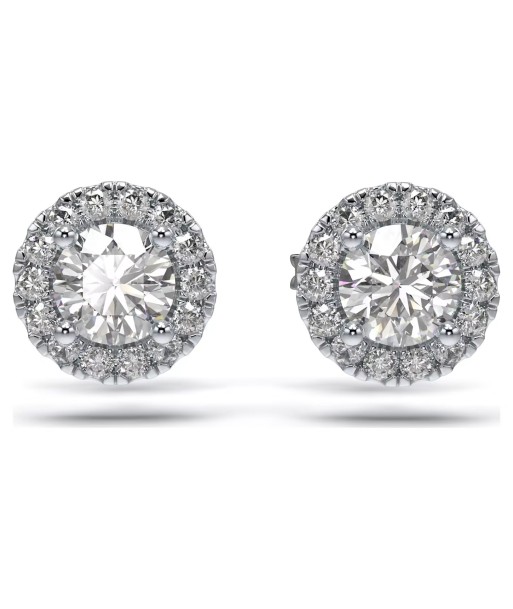 Swarovski Diamond Signature Round Halo Stud 14K White Gold Earrings livraison et retour toujours gratuits