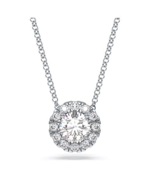 Swarovski Diamond Signature Round Halo Pendant Necklace 14K White Gold offre 