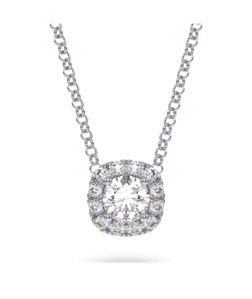 Swarovski Diamond Essentials Cushion Halo Pendant Necklace Sterling Silver Economisez 