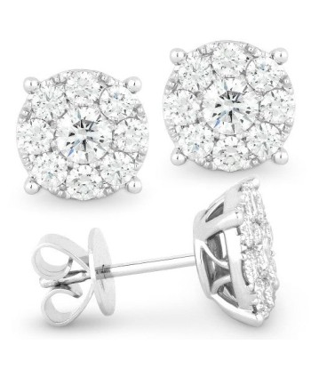 14K White Gold Diamond Cluster Stud Earrings s'inspire de l'anatomie humaine