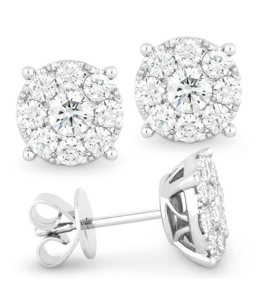 14K White Gold Diamond Cluster Stud Earrings s'inspire de l'anatomie humaine