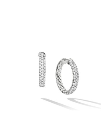 David Yurman Sculpted Cable Hoop Earrings in Sterling Silver with Pave Diamonds Comparez plus de prix