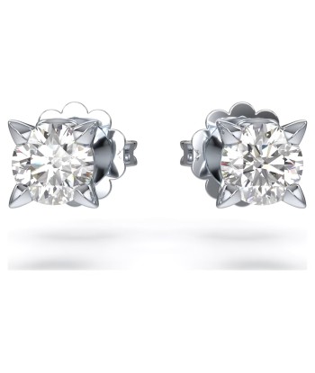 Swarovski Diamond Round Stud 14K White Gold Earrings .50ctw france