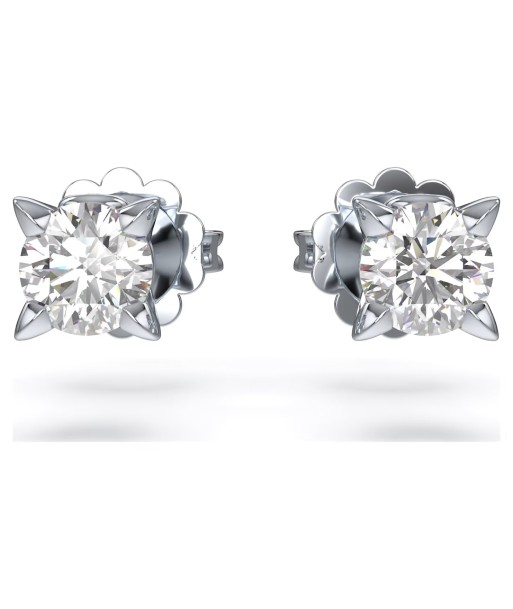 Swarovski Diamond Round Stud 14K White Gold Earrings .50ctw france