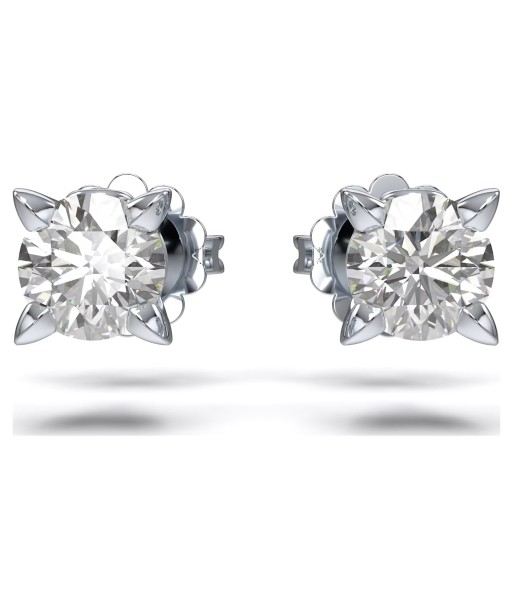 Swarovski Diamond Round Stud 14K White Gold Earrings .75ctw en ligne des produits 