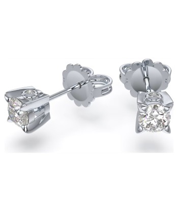 Swarovski Diamond Round Stud 14K White Gold Earrings .50ctw france