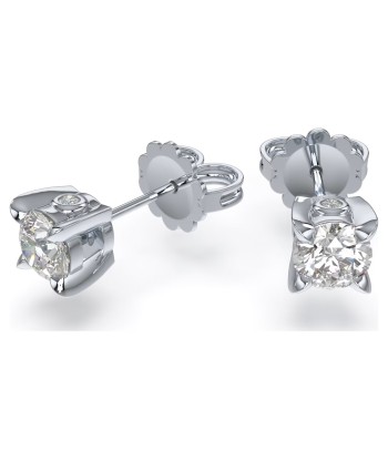 Swarovski Diamond Round Stud 14K White Gold Earrings .75ctw en ligne des produits 