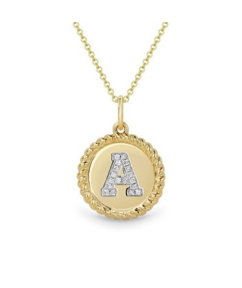 14K Yellow Gold Initial A Charm Necklace Les êtres humains sont 