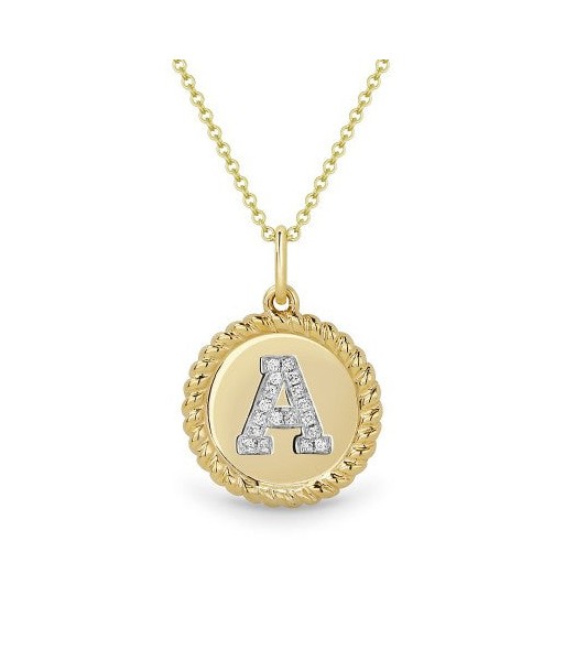 14K Yellow Gold Initial A Charm Necklace Les êtres humains sont 