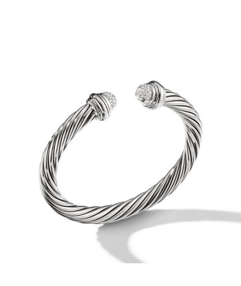 David Yurman Cable Classics Bracelet in Sterling Silver with Pave Diamond Dome pas cheres