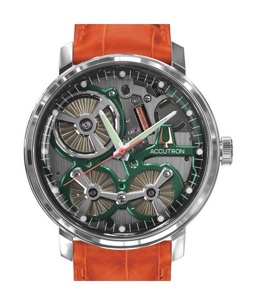 Accutron Spaceview 2020 ElectroStatic Green Dial Orange Watch 2ES6A004 paiement sécurisé