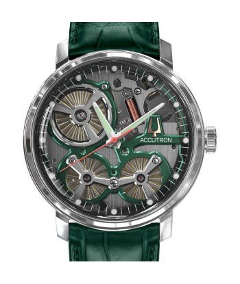 Accutron Spaceview 2020 ElectroStatic Green Dial Green Strap Watch 2ES6A003 pas cher chine