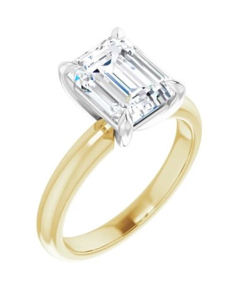 18K Yellow Gold  Emerald Cut Diamond Solitaire Engagement Ring pas cher chine