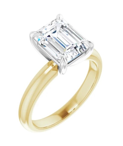 18K Yellow Gold  Emerald Cut Diamond Solitaire Engagement Ring pas cher chine