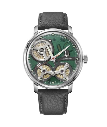 Accutron Spaceview 2020 ElectroStatic Green Dial Black Strap Watch 2ES6A005 livraison gratuite