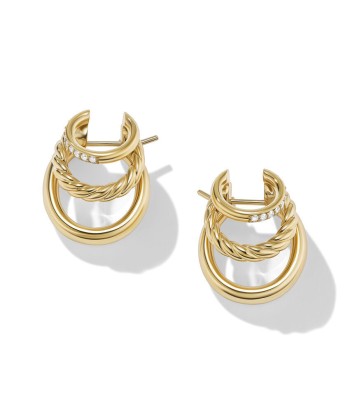 DY Mercer Multi Hoop Earrings in 18K Yellow Gold with Pave Diamonds rembourrage situé sous