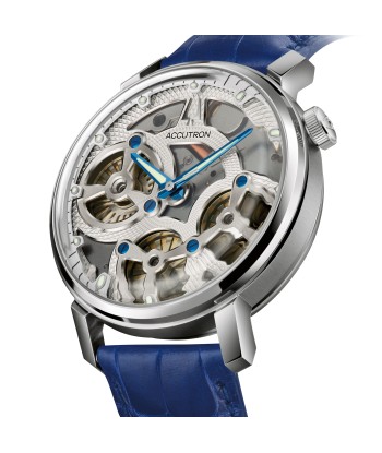 Accutron Spaceview Evolution ElectroStatic Silver Dial Blue Strap Watch 26A209 en ligne