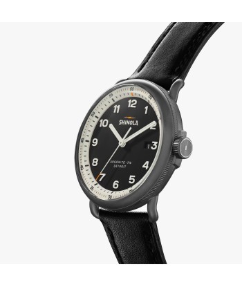 Shinola Canfield Model C56 Quartz 43MM Black Dial Black Leather Watch S0120273239 basket pas cher