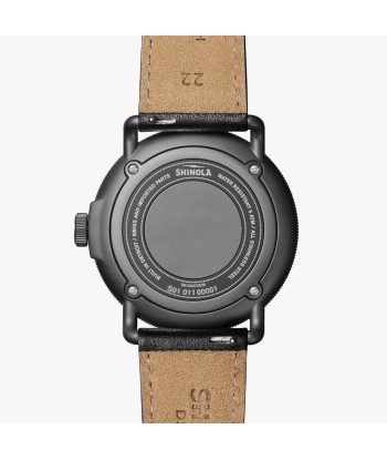 Shinola Canfield Model C56 Quartz 43MM Black Dial Black Leather Watch S0120273239 basket pas cher