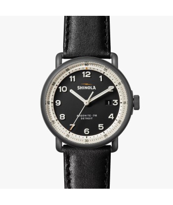 Shinola Canfield Model C56 Quartz 43MM Black Dial Black Leather Watch S0120273239 basket pas cher