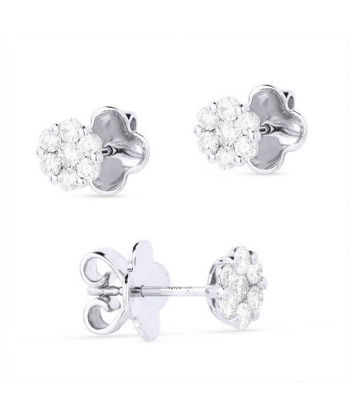 14K White Gold Flower Diamond Cluster Stud Earrings En savoir plus