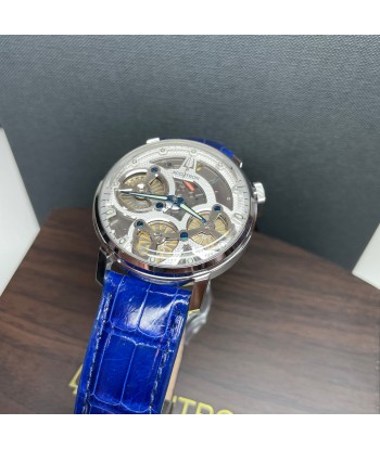 Accutron Spaceview Evolution ElectroStatic Silver Dial Blue Strap Watch 26A209 en ligne