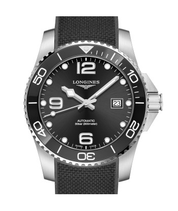 Longines Hydroconquest 41MM Automatic Ceramic Bezel Black Steel Rubber Watch L37814569 hantent personnes